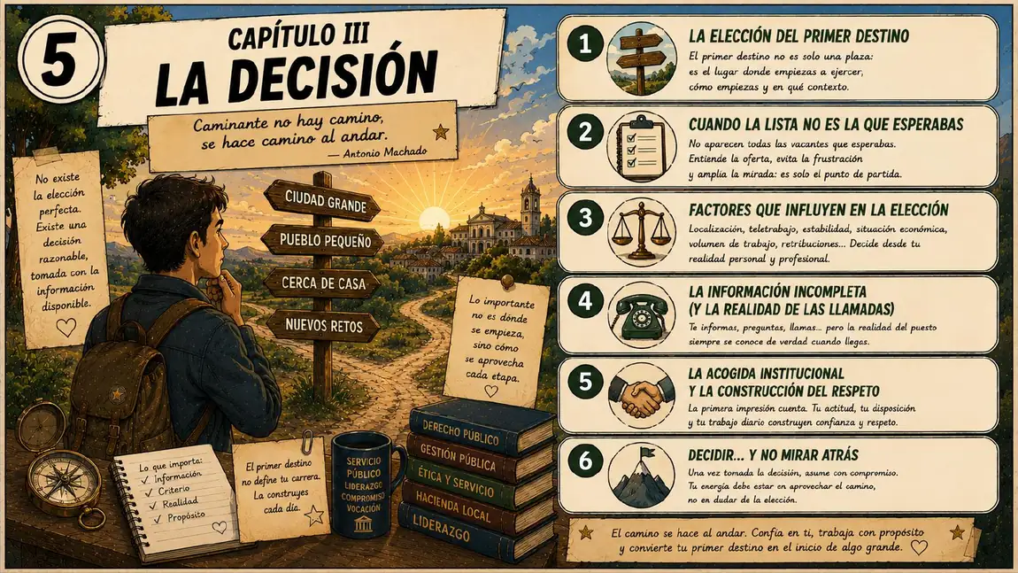 Capítulo III, «La decisión»: la elección del primer destino, los factores que influyen y la acogida institucional.